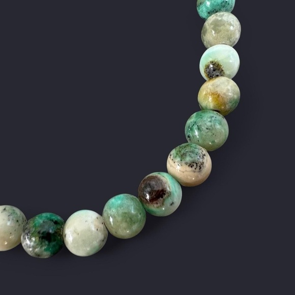 Green Rhodochrosite Gemstone Bead Bracelet 6mm - Picture 4 of 4